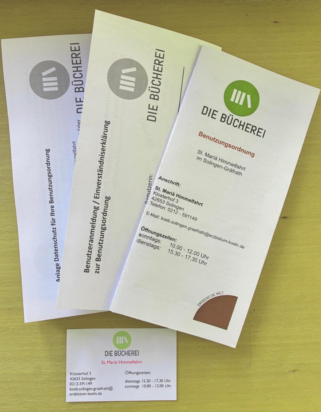 Unterlagen für die Neuanmeldung Unterlagen zur Nutzung der Ausleihe